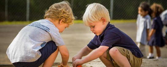 Christian Montessori School child working